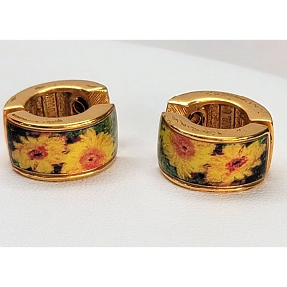 Gold Monet Sunflower Bangle Bracelet and Post Earrings Set by The Met Dh807 - Picture 8 of 14